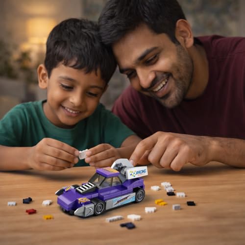 Image of STEM Racing Car Pull Back Building Blocks Set (73Pcs) | DIY Speed Car Toy for Kids 6+ Years (Boys & Girls) | Friction Powered Racing Toy | Creativity & Motor Skills Development
