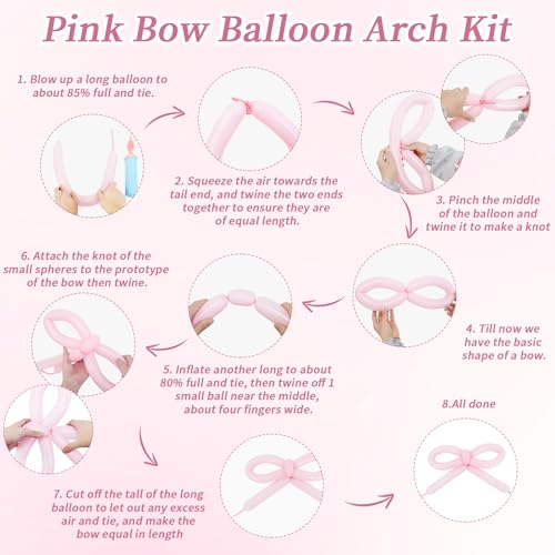 Image of Pink Bow Balloons Arch Kit,JOGAMS 199Pcs Coquette Balloons Garland with 260 Clear Balloons Pink Ribbon Bow for Bow Coquette Birthday Decorations Bachelorette Baby Shower Bridal Shower
