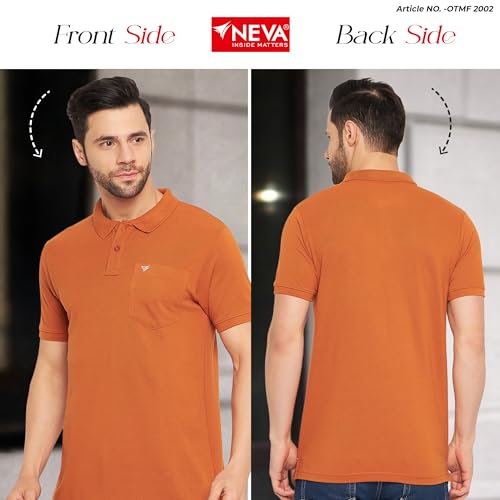 Image of NEVA Men's Regular Fit Half Sleeve Polo Neck T-Shirt with Chest Pocket