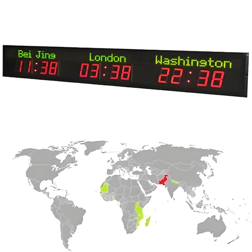 Horloge Numérique Multi-fuseaux Horaires, Horloge Mondiale à LED, 3/4/5/6 Fuseaux Horaires, Montage Mural, Pour Hôtels, Entreprises, Aéroports Et Multinationales,3city