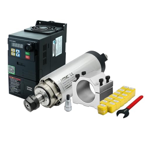 2.2KW Luftgekühlte Spindelmotor Set mit Frequenzumrichter, 80mm Halterung & ER20 Collet Set, 24000RPM CNC Fräsmotor für Holzmetall Gravur