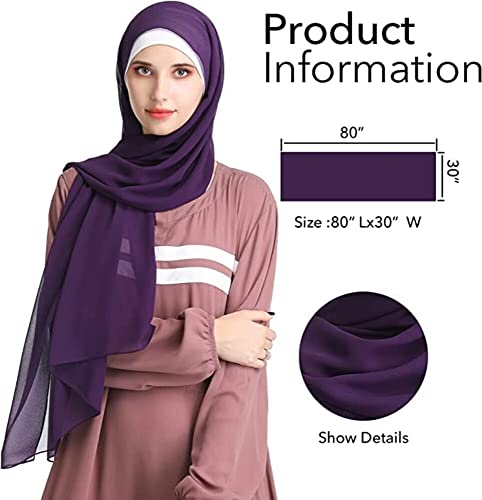 Anika Fashion Women Hijab Scarf Soft Chiffon 80x30 Inch Long Scarf Design Multi Colors Muslim Women Hijab Head Wrap Scarves2