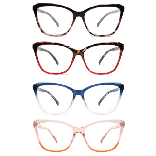 Image of reading glasses for women, adjustable strength from 0.0 to 4.0, lightweight blue light-blocking lenses, spring hinges, UV resistance, and a classic and fashionable appearance(2.50x)