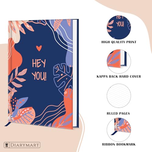Image of Hard Bound Notebook for Girls & Women | A5 Ruled Journal | 192 Pages | 80 GSM Premium Paper | Designer Laminated Cover | Ribbon Bookmark | Notebook for School, College, Office, Journaling & Note Taking (DM4003)
