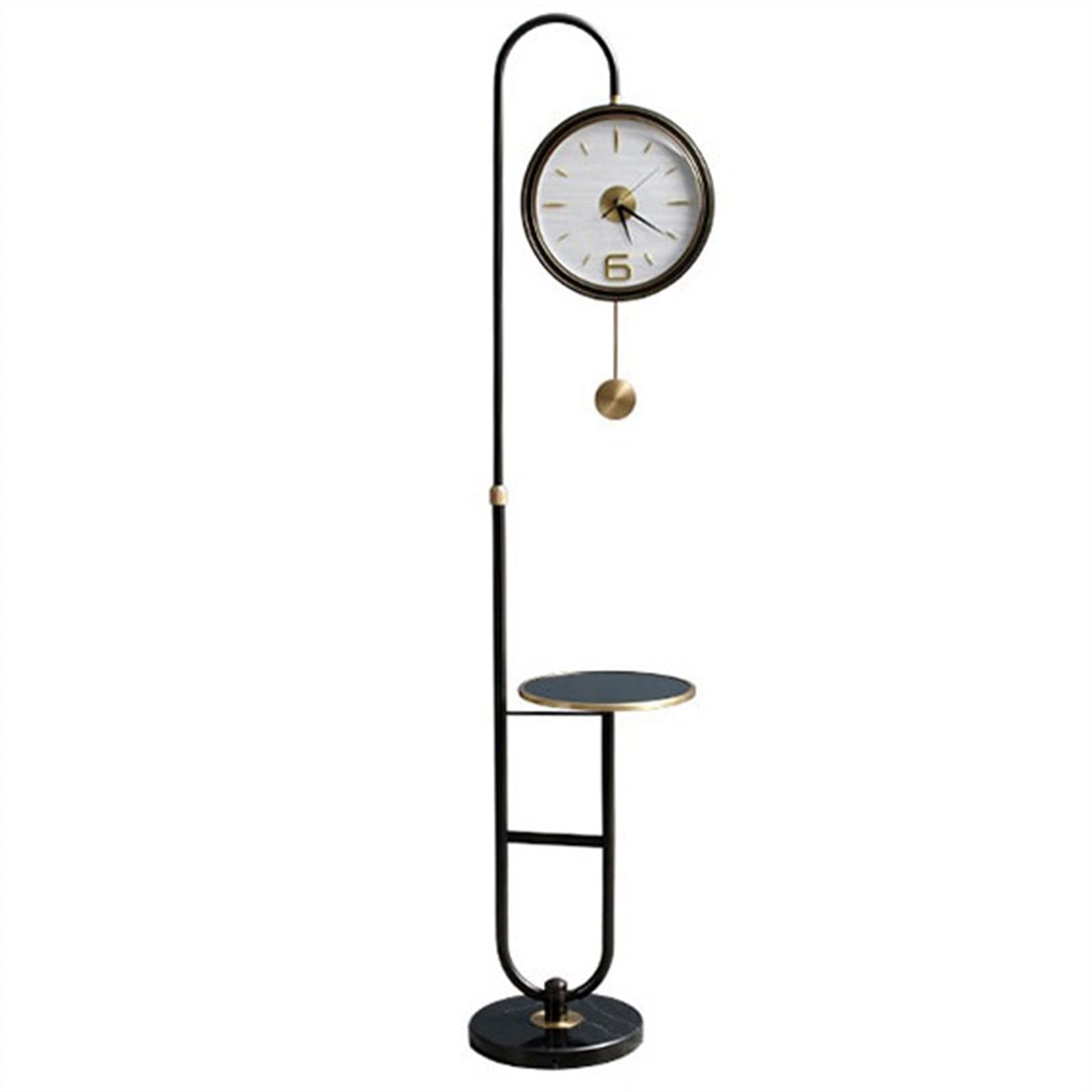 Reloj de Suelo Reloj de pie Moderno, decoración del hogar chapada en Oro con Cesta Almacenamiento, Reloj Vertical botellero Abuelo