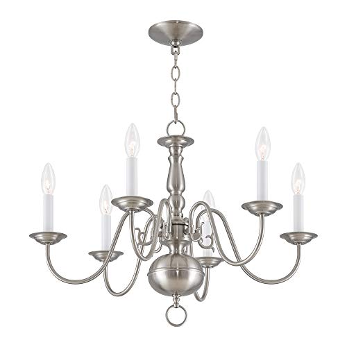 Image of Livex Lighting 5006-91 Williamsburgh 6-Light Chandelier, Brushed Nickel