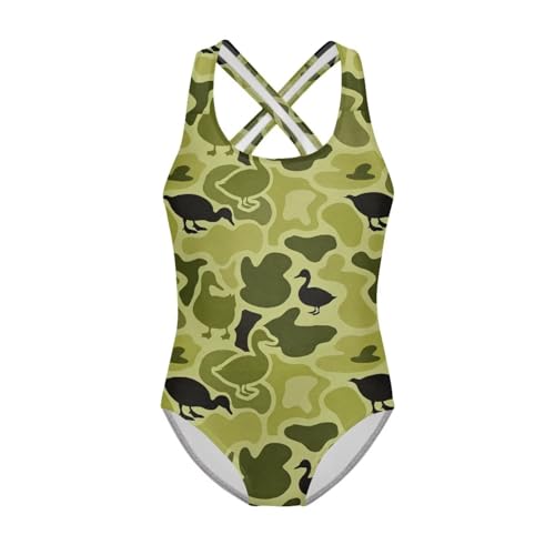 Image of Xpyiqun Swimsuit for Girls One Piece Bathing Suits Size 5-14 Sleeveless Swimwear Cross Shoulder Strap Swimming Wear