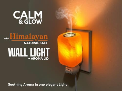 Image of Himalayan Natural Salt Night Lamp with Aromatherapy Lid - Classic Cylinder Shape, Boxed for Gifting