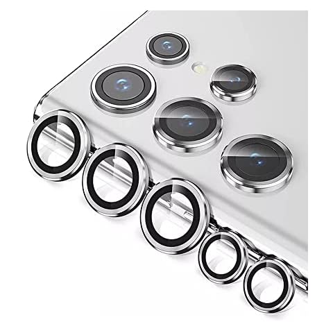 Winkinfly Camera Lens Protector Compatible with Samsung Galaxy S22 Ultra (2022), HD Clear Premium 9H Tempered Glass Metal Aluminum Alloy Camera Screen Ring Circle Cover Film (Silver) Cover