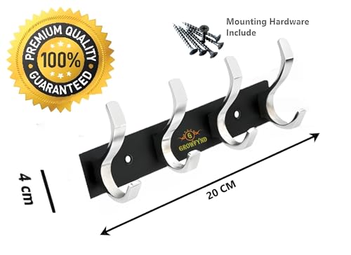 Image of Heavy Duty S Type Stainless Steel Cloth Hanger Suitable for Bathroom Bedroom Kitchen Wall Hook Rail Hanging Scarf Coat Keys Tie Towel Door Robe (Pack of 4, 4 Pin Multi)