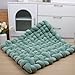 XHJRI Thickened Braided Knot Seat Mat, Knotted Floor Decorative Cushion, Handmade Baby Infant Playing Pad Nursery Rug (27.5 * 31.5 Inch,Matcha Green)