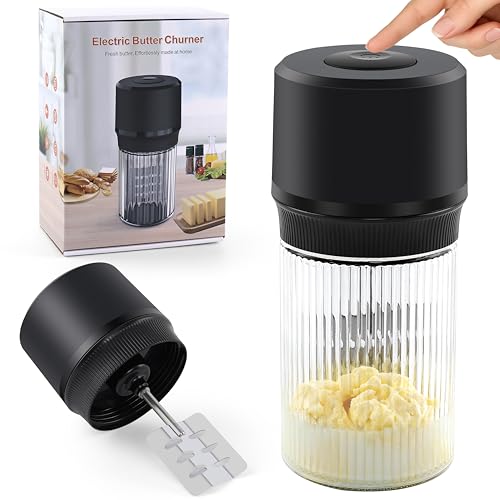 IFOLO Electric Butter Churner One-Touch Butter Maker 34oz Food-Grade Glass Jar with High-Speed Brushless Motor Freshly Made in Just 5-10 Mins.