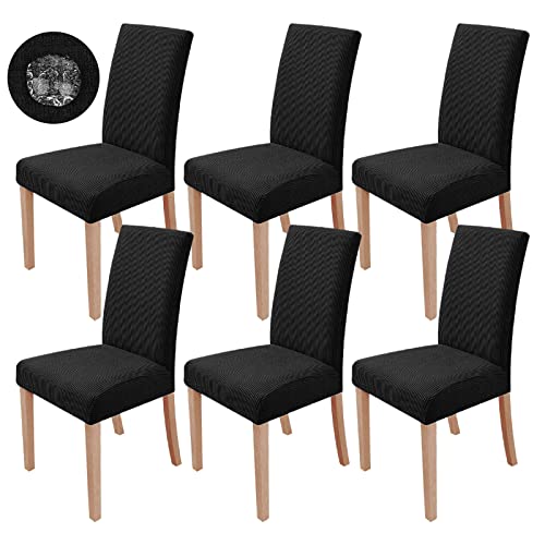 sorliva Housses de Chaise 6 Pièces , Couverture de Chaise de Salle à Manger Extensible Protection de Chaise Moderne Lavable pour la Décoration Fête Banquets Hôtel de Bureau(Noir) Cover