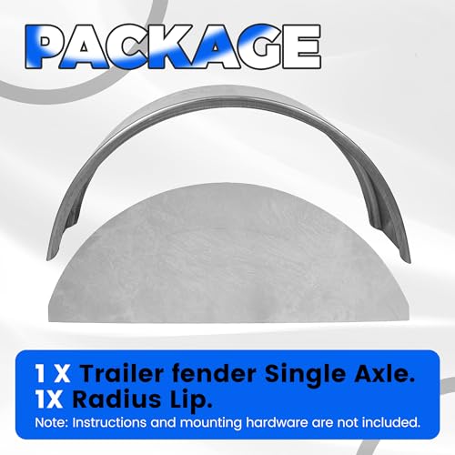 Image of KUAFU Steel Single Axle Trailer Fender Fits 14 inch-16 inch Tire-32 inch x 15 inch x 9 inch