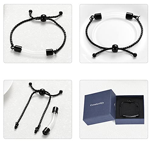 Constantlife Stainless Steel Cremation Bracelet For Ashes - Transparent Glass Tube Urn Bangle Memorial Jewelry For Men Women (Black) #TOP2