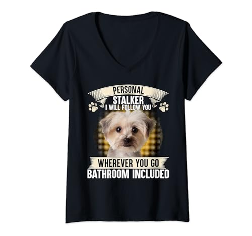 Personal Stalker I Will Follow You Morkie Lovers V-Neck T-Shirt