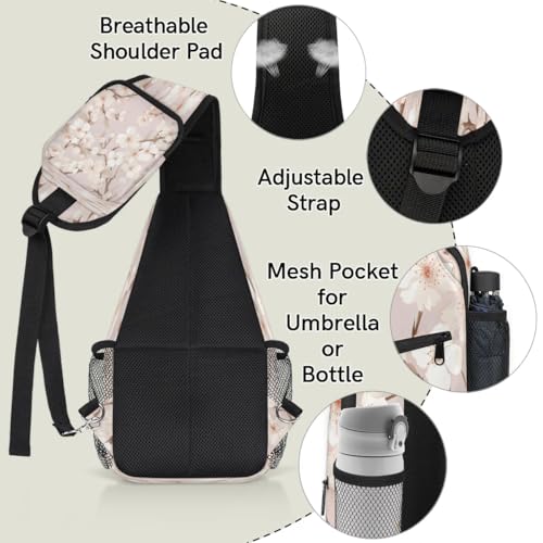 Bolso bandolera unisex con diseño floral 7.9x3.5x14.2 pulg miniatura 4