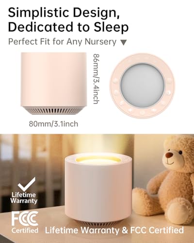 Image of Dimmable Nursery Night Light: Red Light Therapy Sleep Sound Machine with 38 Soothing Sounds & Calming Womb Soother Memory Function, White Noise Sound Machine with Timer for Baby Adult Gift (Peach)
