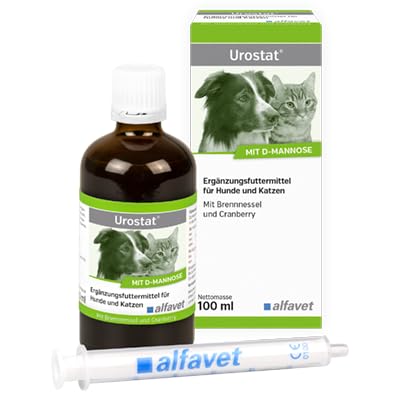 Alfavet Urostat | Doppelpack | 2 x 100 ml | Flüssiges Ergänzungsfuttermittel für Hunde und Katzen | Zur Verringerung der Harnsteinbildung | Mit Brennnessel und Cranberry