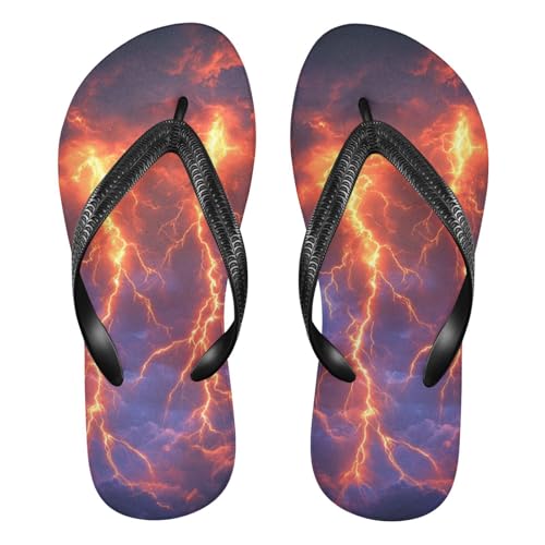 Lightning Clouds Blue Flip Flops for Beach Thong Sandals Anti-slip Lightweight Beach Slippers for Summer Outdoor Travel