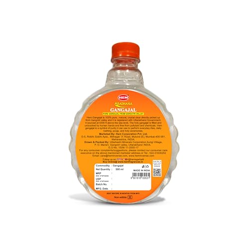 Image of Hem Aradhana Ganga Jal - 500ml | Pure Sacred Water for Pooja, Prayers, Rituals & Ceremonies | Authentic Gangajal from Gangotri Valley | Ideal for Hindu Traditions, Festivals & Devotional Use