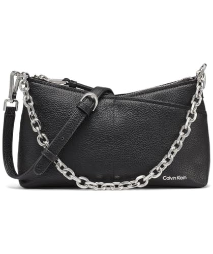 Calvin Klein Zoe chain crossbody bag in black and silver