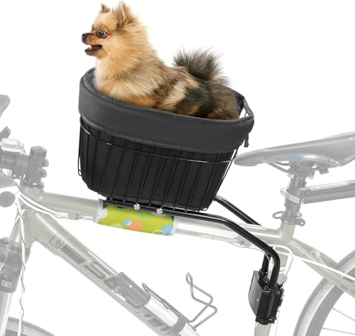 YEENAIV Panier de vélo pour chien - Panier de vélo pour chien avec ceinture de sécurité - Panier de courses portable - Sac de voyage pour petits chiens, chats et autres animaux domestiques jusqu'à 5