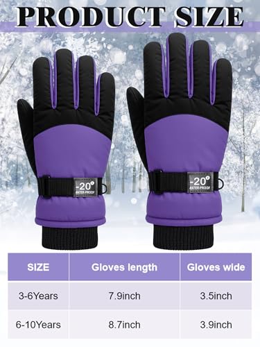 Image of Geyoga Kids Waterproof Winter Snow Ski Gloves for Boy Girl Outdoor Warm Thickening Snowboard Gloves