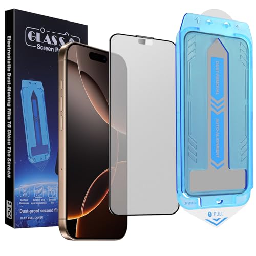 SIERDE 2-Pack Matte Screen Protector for iPhone 16 Pro Max 6.9-inch 9H Tempered Glass Full Coverage Anti-Fingerprint Auto Dust-Elimination No Bubble Easy Installation