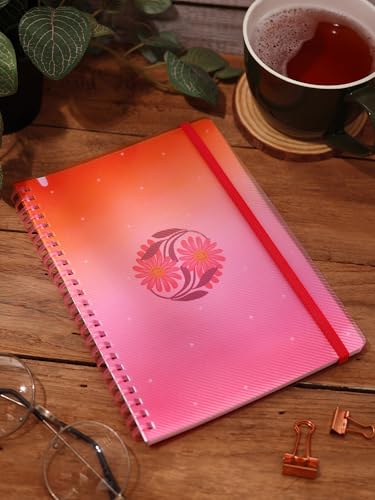Image of DOODLE A5 Soft Spiral Notebook With Elastic Band Closure & Pen Holder | 160 Ruled Paper | Beautifully Printed PP Cover | Perfect for School, College & Office Use - Radiant Joy