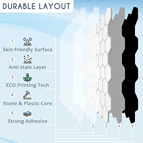 Sunwings Peel And Stick Stone Plastic Composite Tiles Backsplash For Kitchen Bathroom Hexagon Smart Mosaic Tile Wall Panels 10-Sheet 11.8”X 11.37” White #TOP2