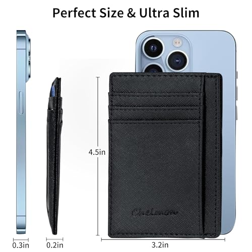 Image of Chelmon Slim Wallet for Men, Minimalist Front Pocket RFID Blocking Credit Card Holder