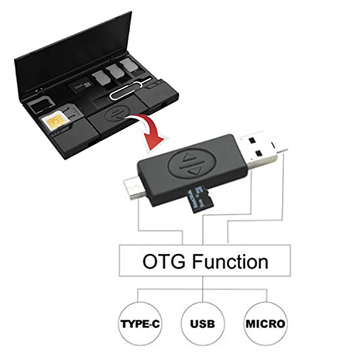 Usb Memory Card Flash Reader For Microsd Tf With Microusb & Type-C Otg Reader For Phone + Sim Card Storage Case & Phone Stand + Sim Card Adapter Converter + Iphone Pin Tray Opener #TOP1