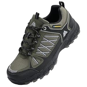 Queday Men’s Waterproof Hiking Shoes Lightweight Anti Slip Outdoor Ankle Boots Breathable Hike Trekking Trails Shoe