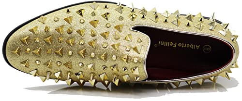 Image of SPK16 Men's Vintage Spike Dress Loafers Slip On Fashion Shoes Classic Tuxedo Dress Shoes