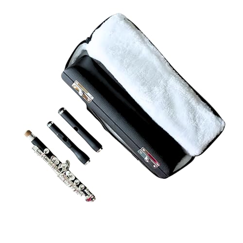 Deloitte Synthetic Ebony Piccolo C Key Silver Plated Dual Head DPC-50 Professional Piccolo Instrument with Cleaning Kit Carrying Case