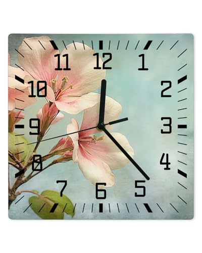 wanqinghui 10 Inch Wall Clocks Battery Operated, Watercolor Pink Ombre