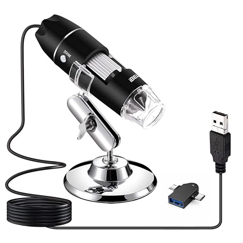 Image of iBELL IBL-ML1000X USB Digital Inspection Microscope with Up to 1000X Magnification, CMOS Sensor, 8 LED Illumination, 1080P Resolution Support, for PCB Analysis, Electronics Repair and Education