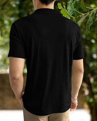 Image of I ENTERPRISE Cotton Blend Regular Fit Round Spread Collar Solid Short Sleeve T-Shirt for Men & Boys