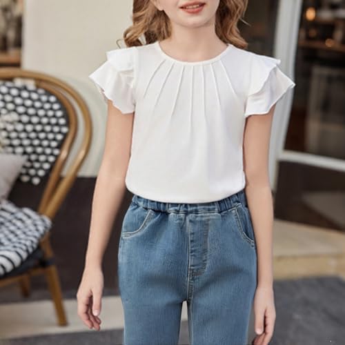 Kids Girls Bow Jeans Elastic Wide Leg Baggy Denim Pants High Waist Trousers Preppy Trendy Y2k Streetwear with Pockets3
