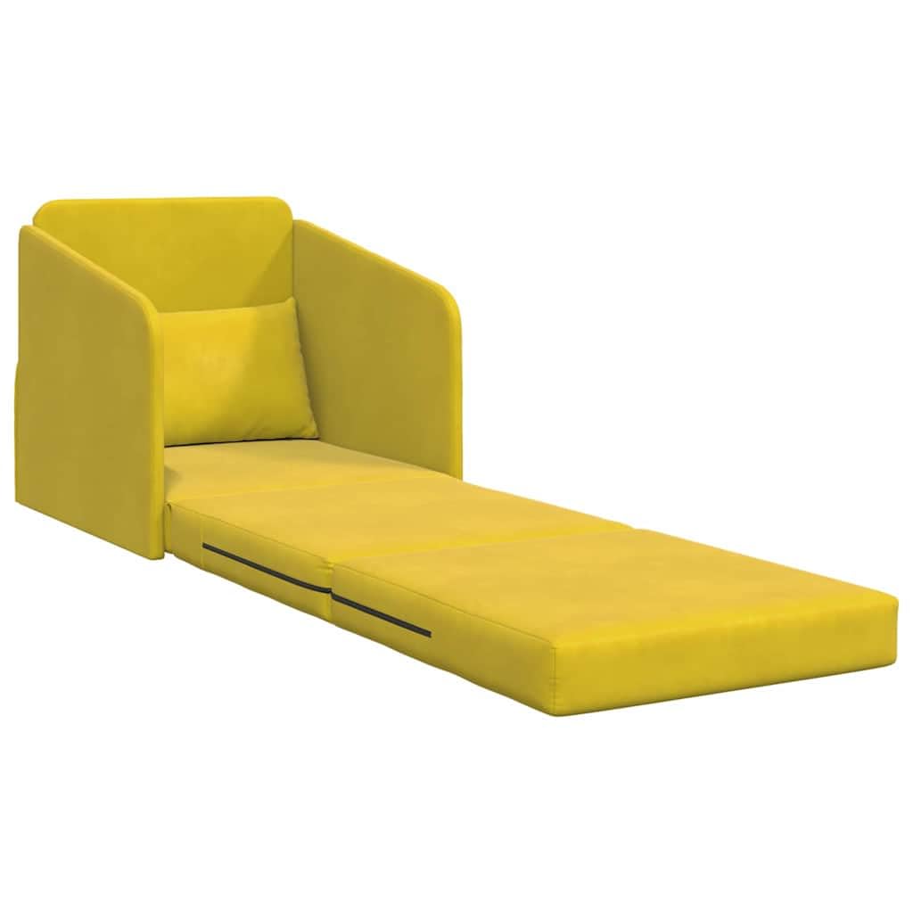 Sofá cama amarillo 65 x 80 x 83 cm funda de terciopelo moderno sofá de suelo cama con marco de metal función plegable para salón, habitación de invitados, oficina