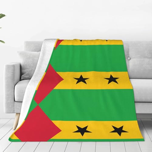 Manta de microforro polar con la bandera de Santo Tomé y Príncipe para cama, sofá, camping, enfriador o viajes, manta multiusos súper suave (60 x 50 pulgadas)