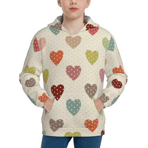 Heart Polka Dot Kid Hoodies Boys Sweatshirts Girls Pullover with Pocket