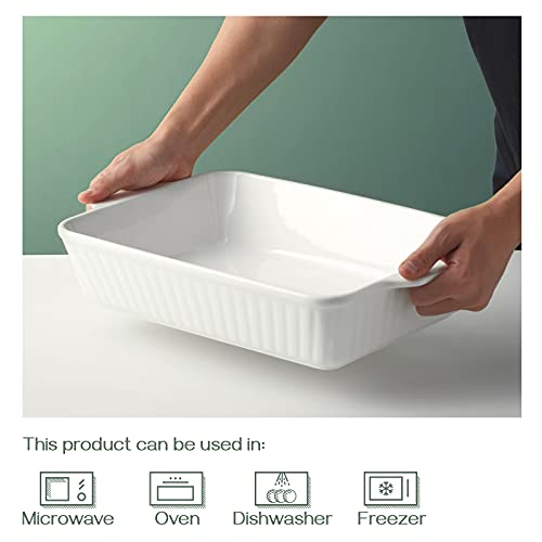 Dowan Baking Dish, Casserole Dishes For Oven, Lasagna Pan Deep,135 Oz Large Ceramic Baking Pan With Handles, 9X13 Baking Dish For Cooking, White #TOP4