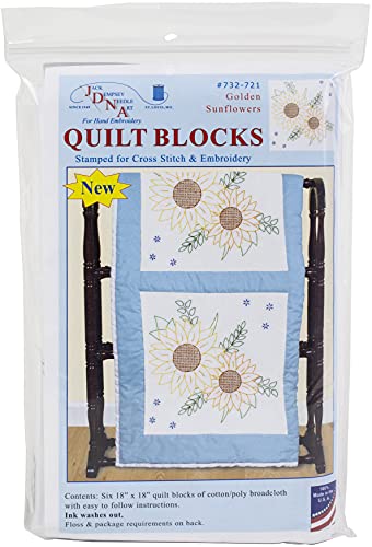 Jack Dempsey Golden Sunflowers Quiltblöcke 6/Pkg