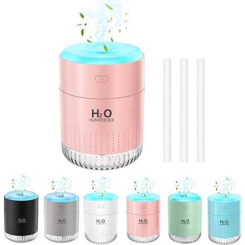 Rechargeable Mini Cool Mist Humidifier With 7 Color Light, Small Personal Desktop for Baby Bedroom,...