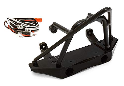 Integy RC Model Hop-ups OBM-1372BLACK Realistic Metal Front Bumper w/ LED Light Set for Axial 1/10 Wraith Rock Racer