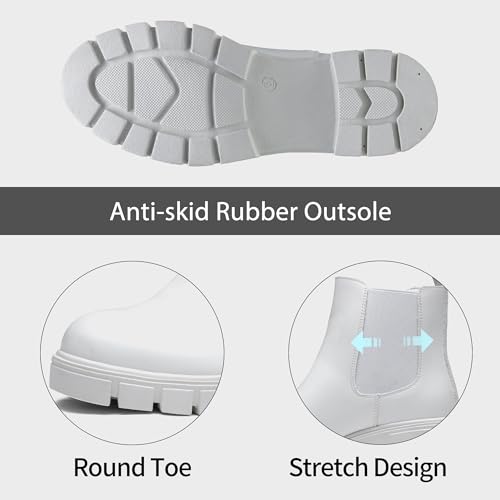 Jeossy Womens 9606 Chelsea Ankle Boots, Platform Chunky Low Heel Slip on Booties, Lug Sole Fashion Short Boots3