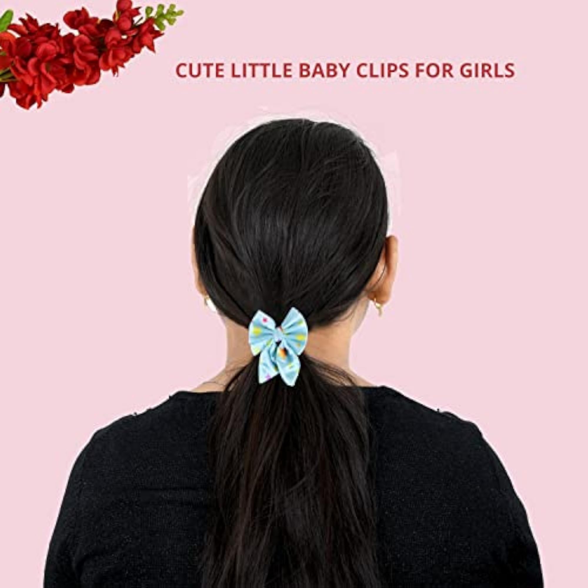 Printed Satin Silk Rabbit Ear Bow Hair Clips, Pack of 4