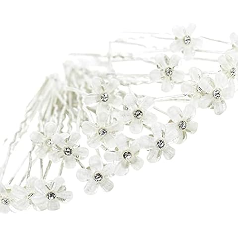 20 Pieces Crystal Flowers Hair Pins,U-Type Exquisite Fashion Floral Hair Clips,Elegant Wedding Engagement Party Bride Hair Styling Headdress Cover